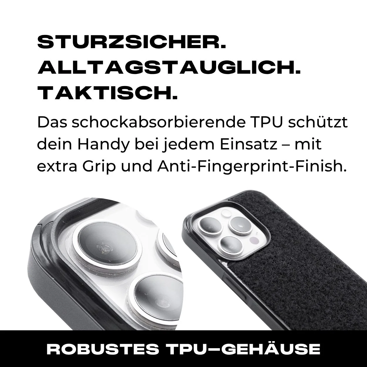 Tactical Case mit Steingrau Oliv Flauschklett - iPhone 14 Reihe - Image 3